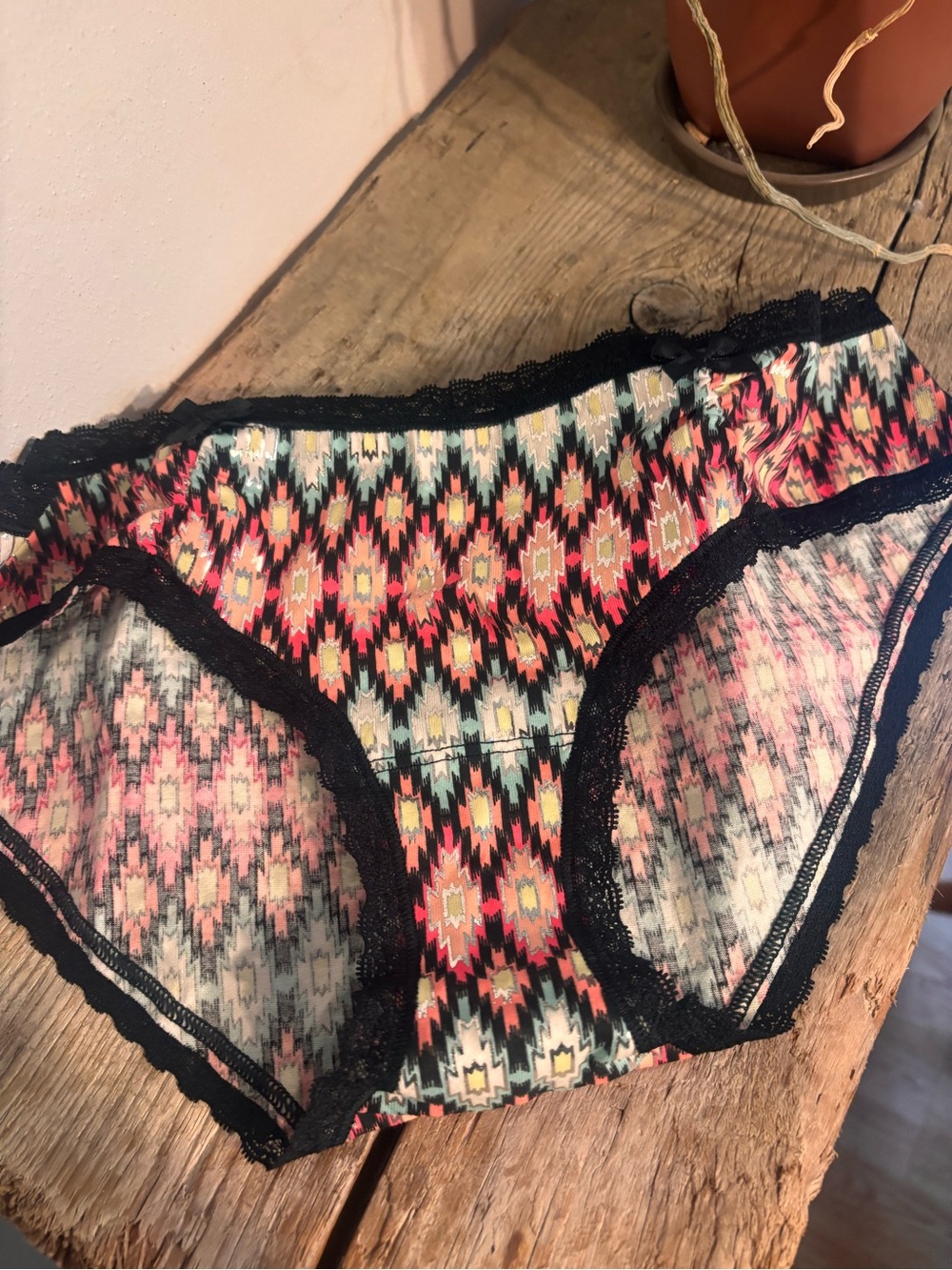 Victoria's Secret Multicolor Aztec Lace-Trim Hipster